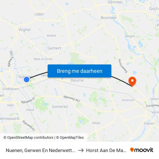 Nuenen, Gerwen En Nederwetten to Horst Aan De Maas map