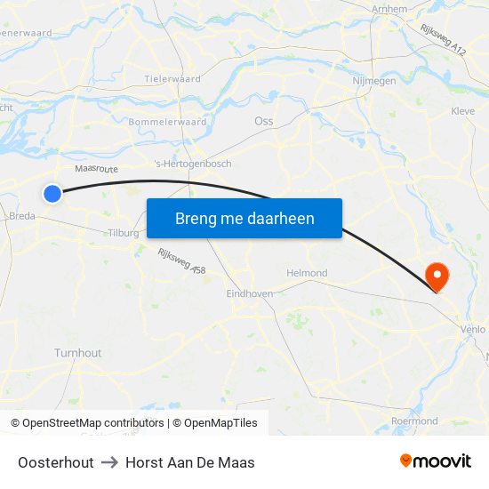 Oosterhout to Horst Aan De Maas map