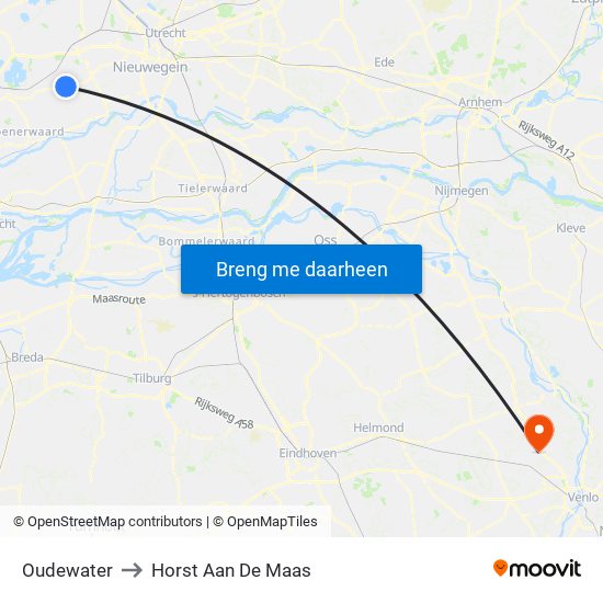 Oudewater to Horst Aan De Maas map
