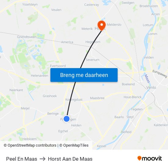 Peel En Maas to Horst Aan De Maas map