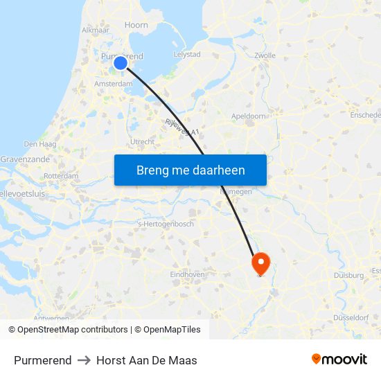 Purmerend to Horst Aan De Maas map