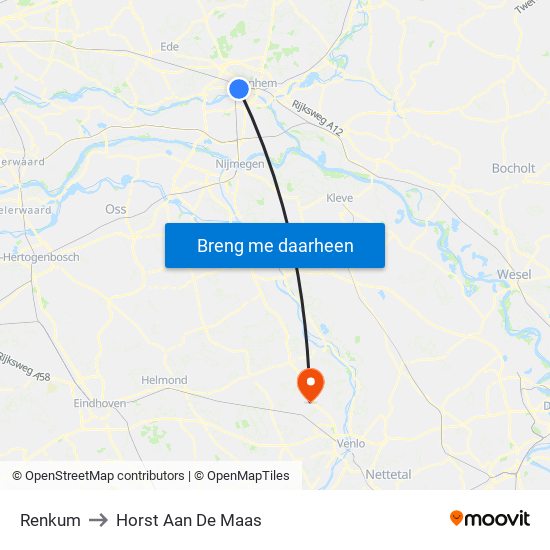 Renkum to Horst Aan De Maas map