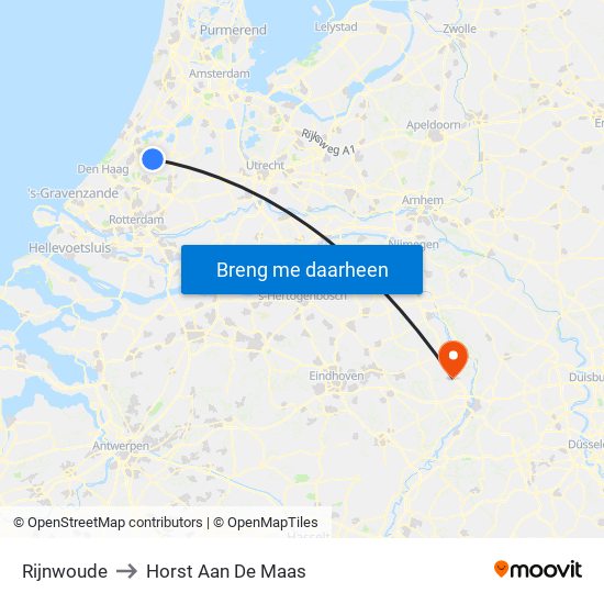 Rijnwoude to Horst Aan De Maas map