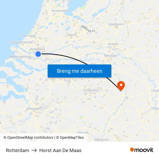 Rotterdam to Horst Aan De Maas map