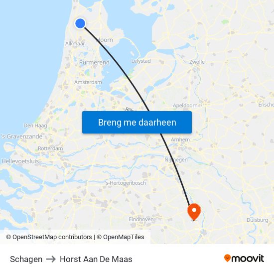 Schagen to Horst Aan De Maas map