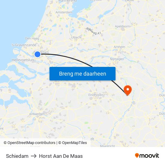 Schiedam to Horst Aan De Maas map