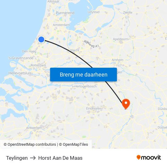 Teylingen to Horst Aan De Maas map