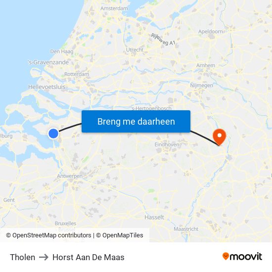 Tholen to Horst Aan De Maas map