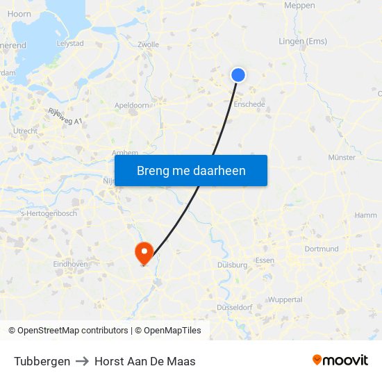 Tubbergen to Horst Aan De Maas map