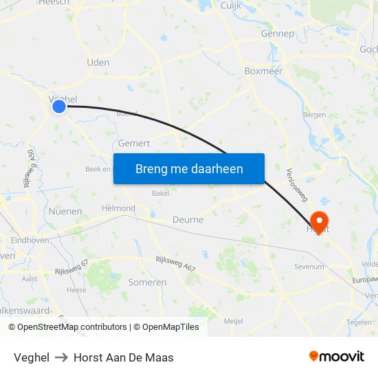 Veghel to Horst Aan De Maas map
