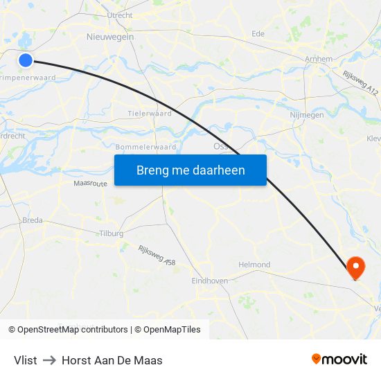 Vlist to Horst Aan De Maas map