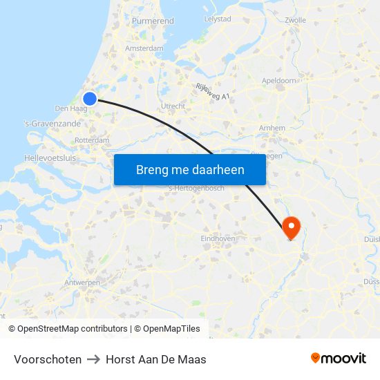 Voorschoten to Horst Aan De Maas map