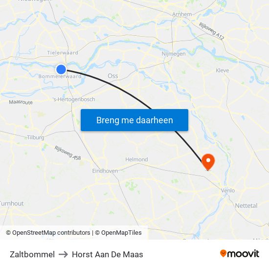 Zaltbommel to Horst Aan De Maas map