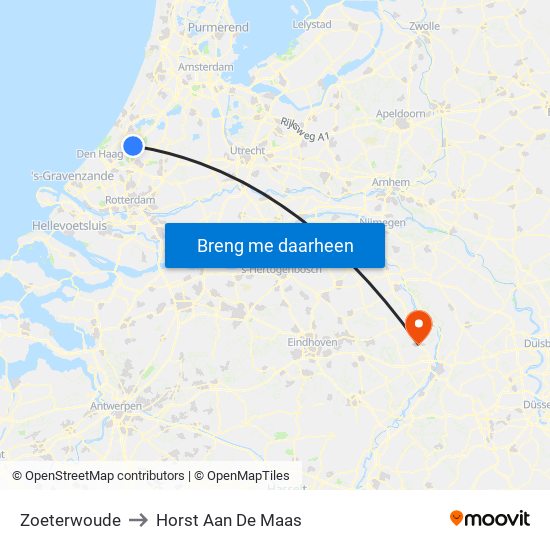 Zoeterwoude to Horst Aan De Maas map