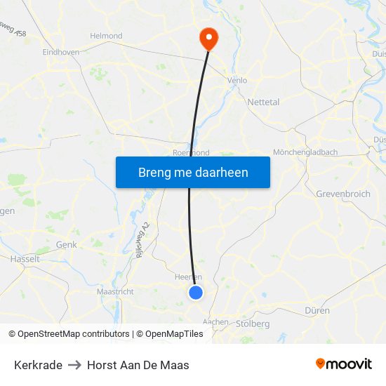 Kerkrade to Horst Aan De Maas map