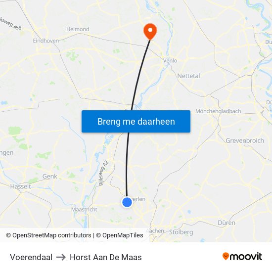 Voerendaal to Horst Aan De Maas map