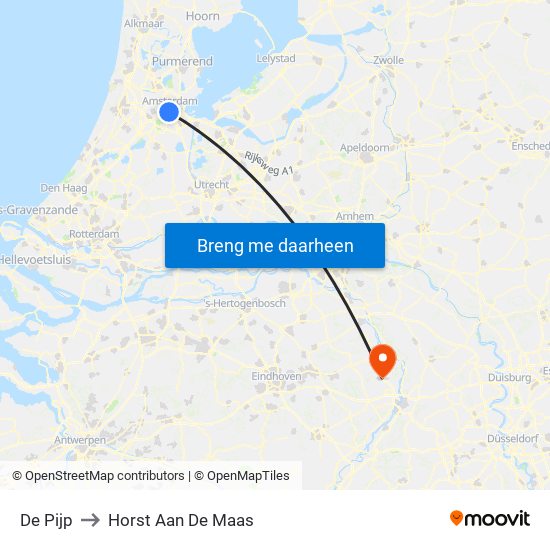 De Pijp to Horst Aan De Maas map