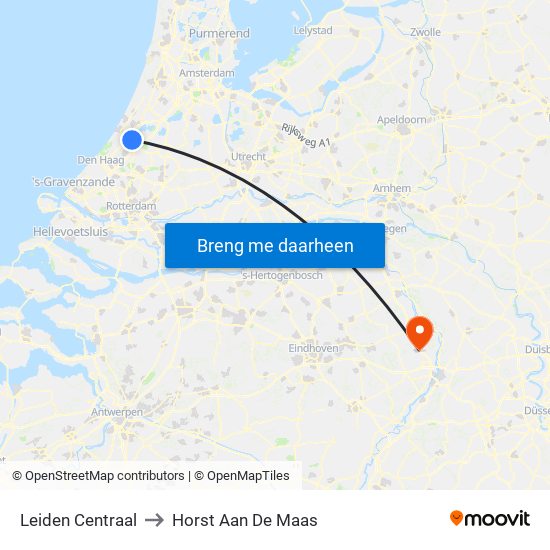Leiden Centraal to Horst Aan De Maas map
