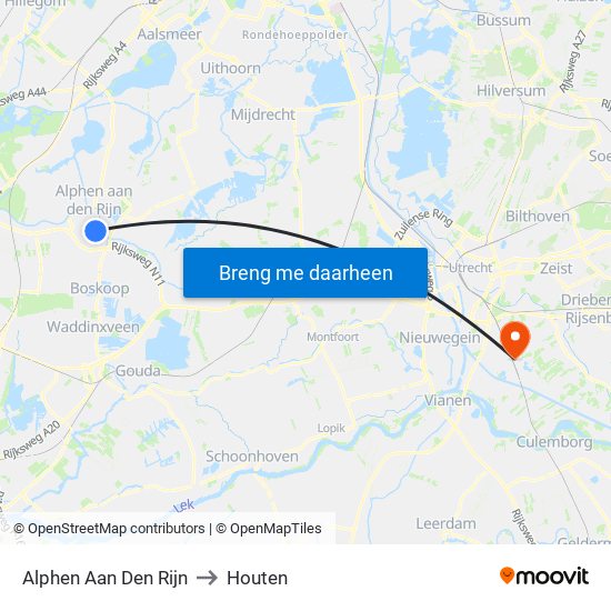 Alphen Aan Den Rijn to Houten map