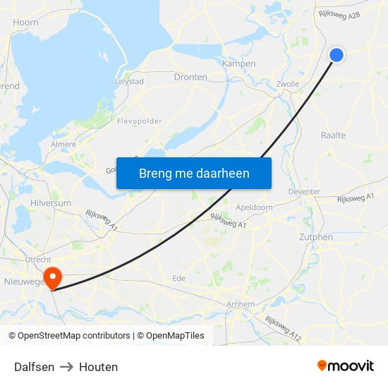 Dalfsen to Houten map