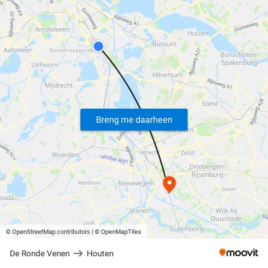 De Ronde Venen to Houten map