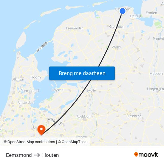 Eemsmond to Houten map