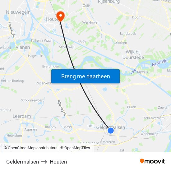 Geldermalsen to Houten map