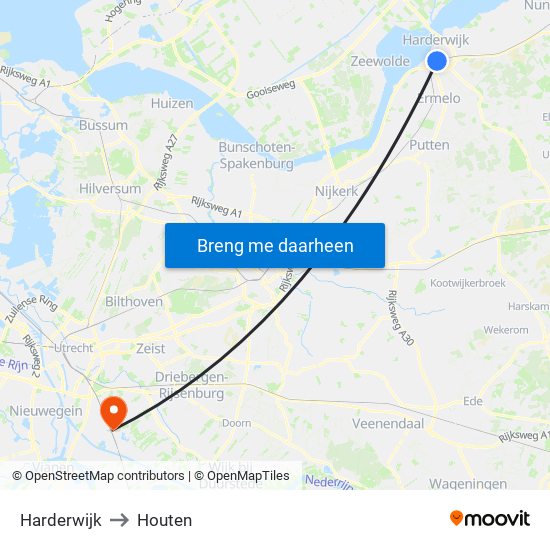 Harderwijk to Houten map