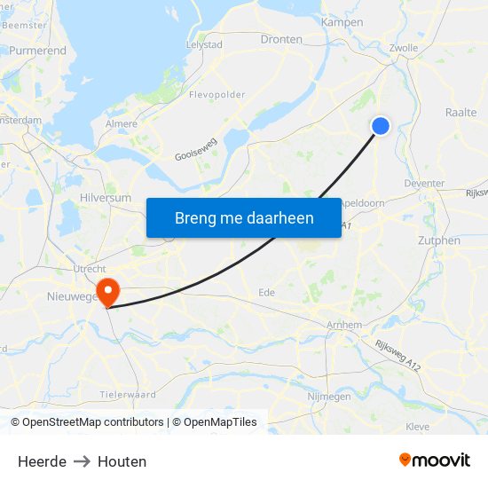 Heerde to Houten map