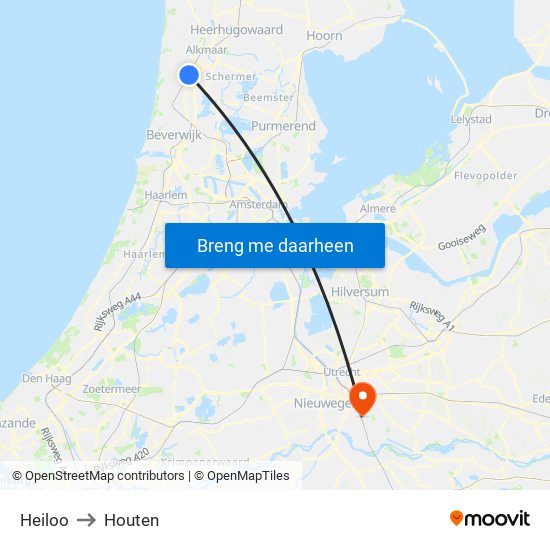 Heiloo to Houten map