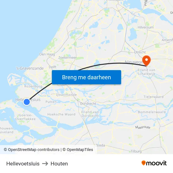 Hellevoetsluis to Houten map
