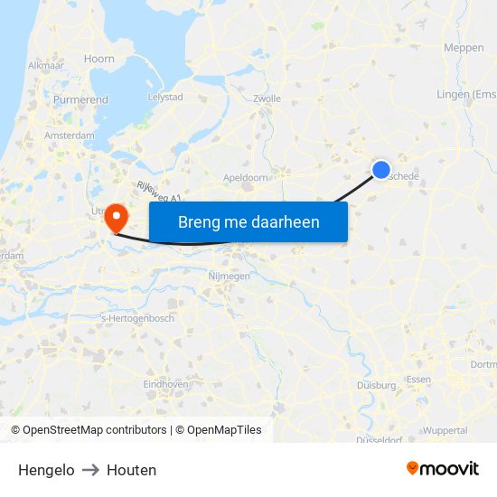 Hengelo to Houten map