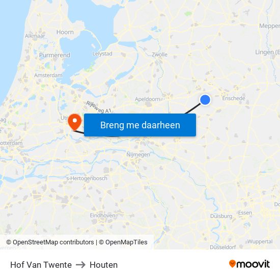 Hof Van Twente to Houten map