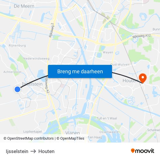 Ijsselstein to Houten map