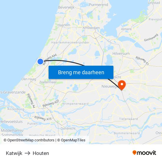 Katwijk to Houten map