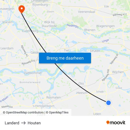 Landerd to Houten map