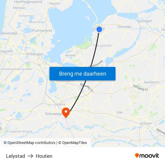 Lelystad to Houten map