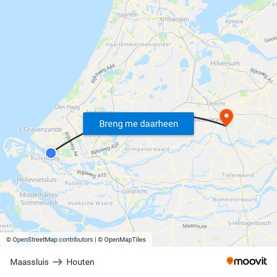 Maassluis to Houten map