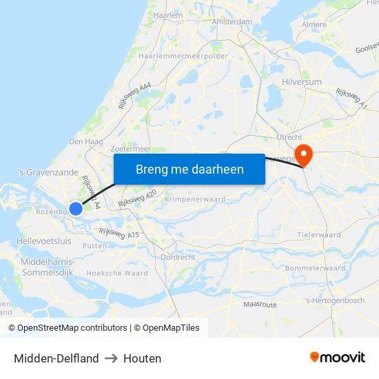Midden-Delfland to Houten map