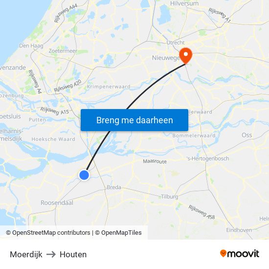 Moerdijk to Houten map