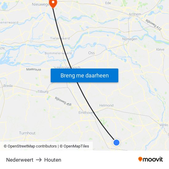 Nederweert to Houten map