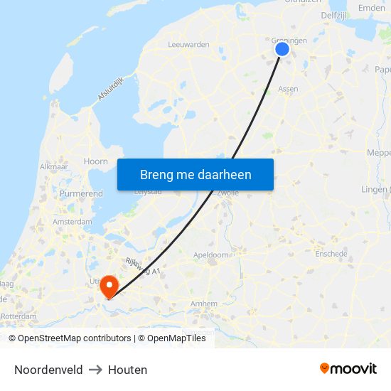 Noordenveld to Houten map