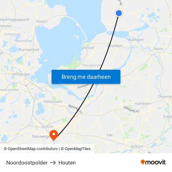 Noordoostpolder to Houten map