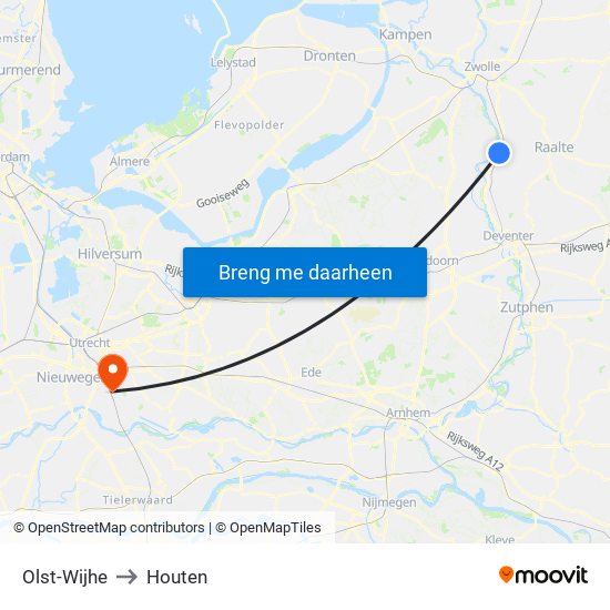 Olst-Wijhe to Houten map