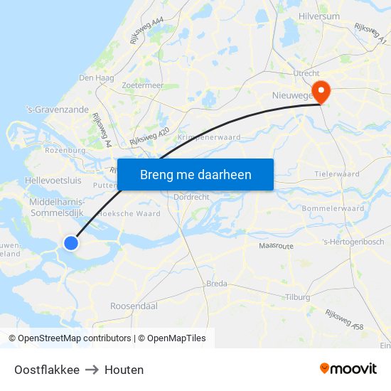 Oostflakkee to Houten map