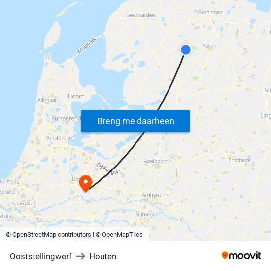 Ooststellingwerf to Houten map