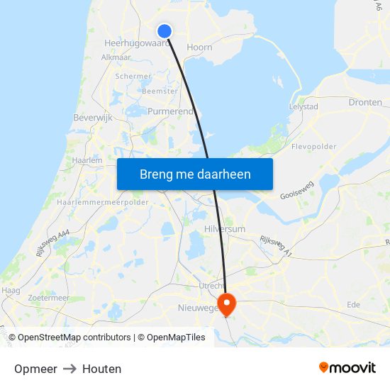 Opmeer to Houten map