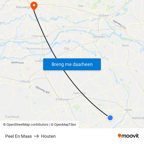 Peel En Maas to Houten map