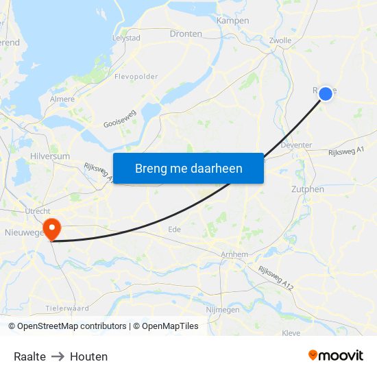 Raalte to Houten map