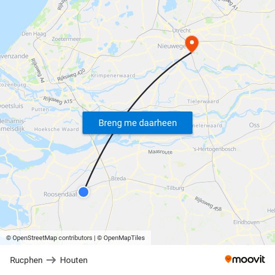 Rucphen to Houten map